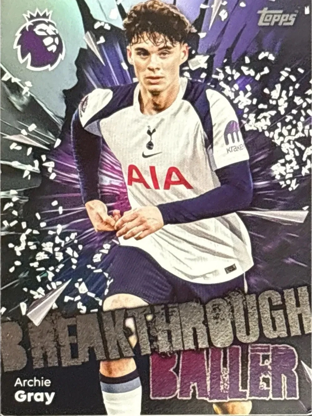 Topps Tottenham Hotspur Archie Gray Breakthrough Bailer Card